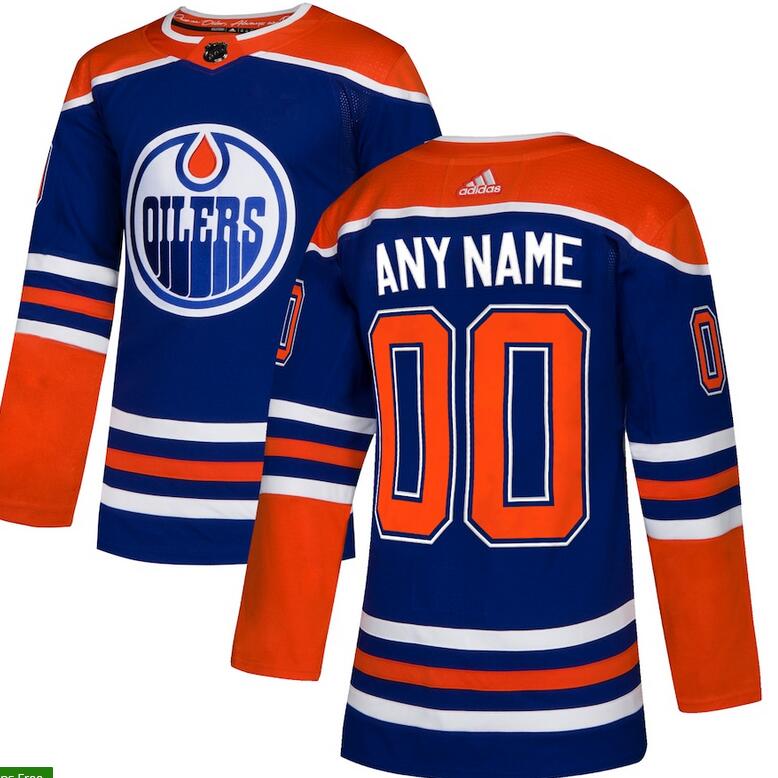 Men Edmonton Oilers adidas Royal Alternate Authentic Custom NHL Jersey->youth soccer jersey->Youth Jersey